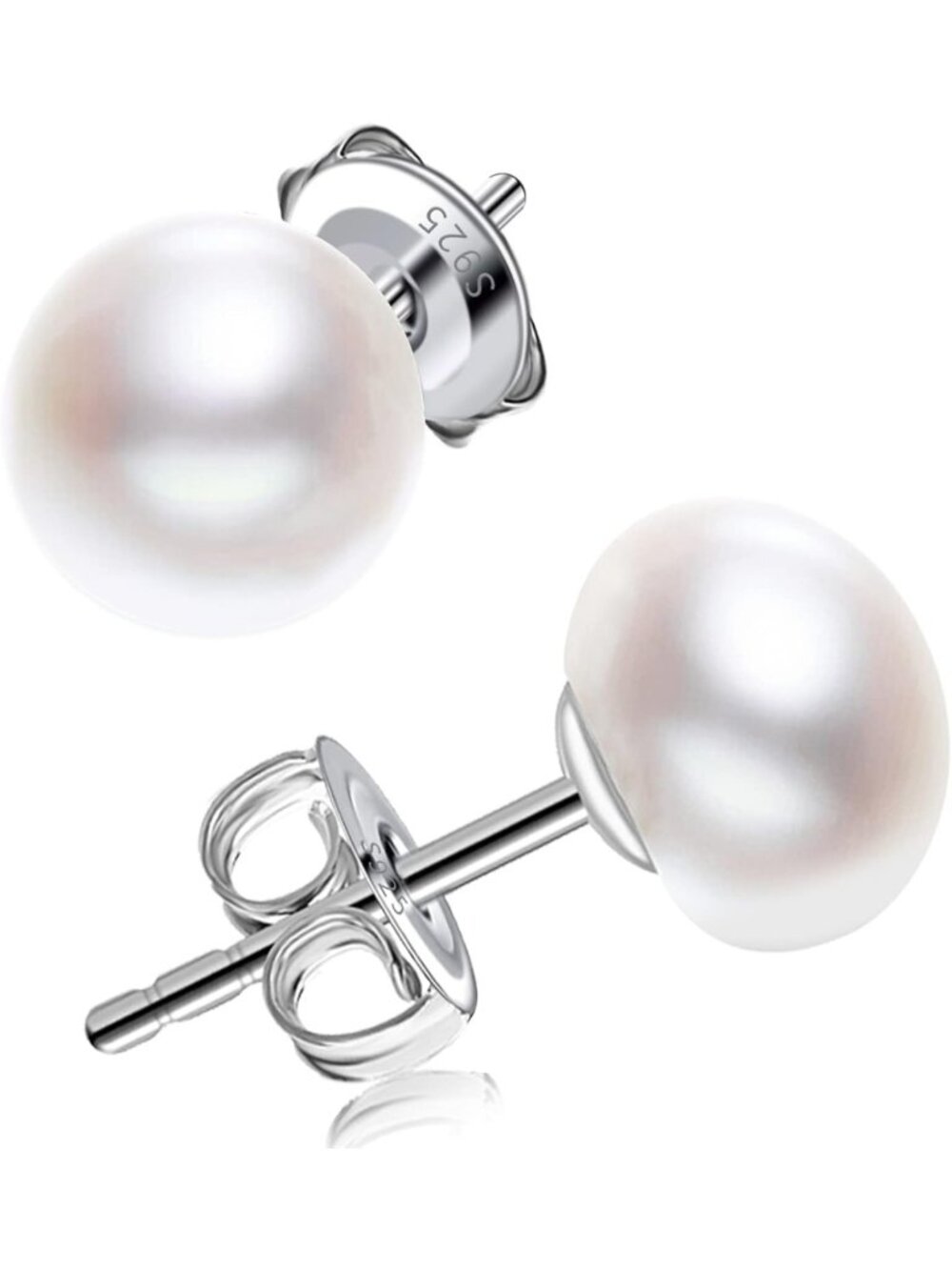 Elegant Sterling Silver Freshwater Pearl Stud Earrings for Women - Perfect Gift